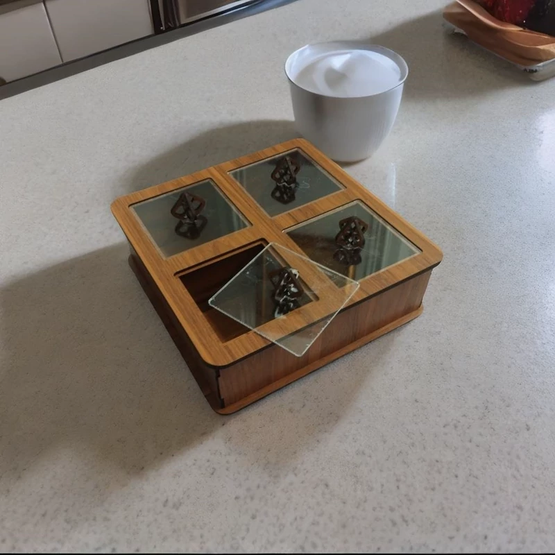 جعبه ی آجیل خوری چوبی ساده کد 2 (پس کرایه)